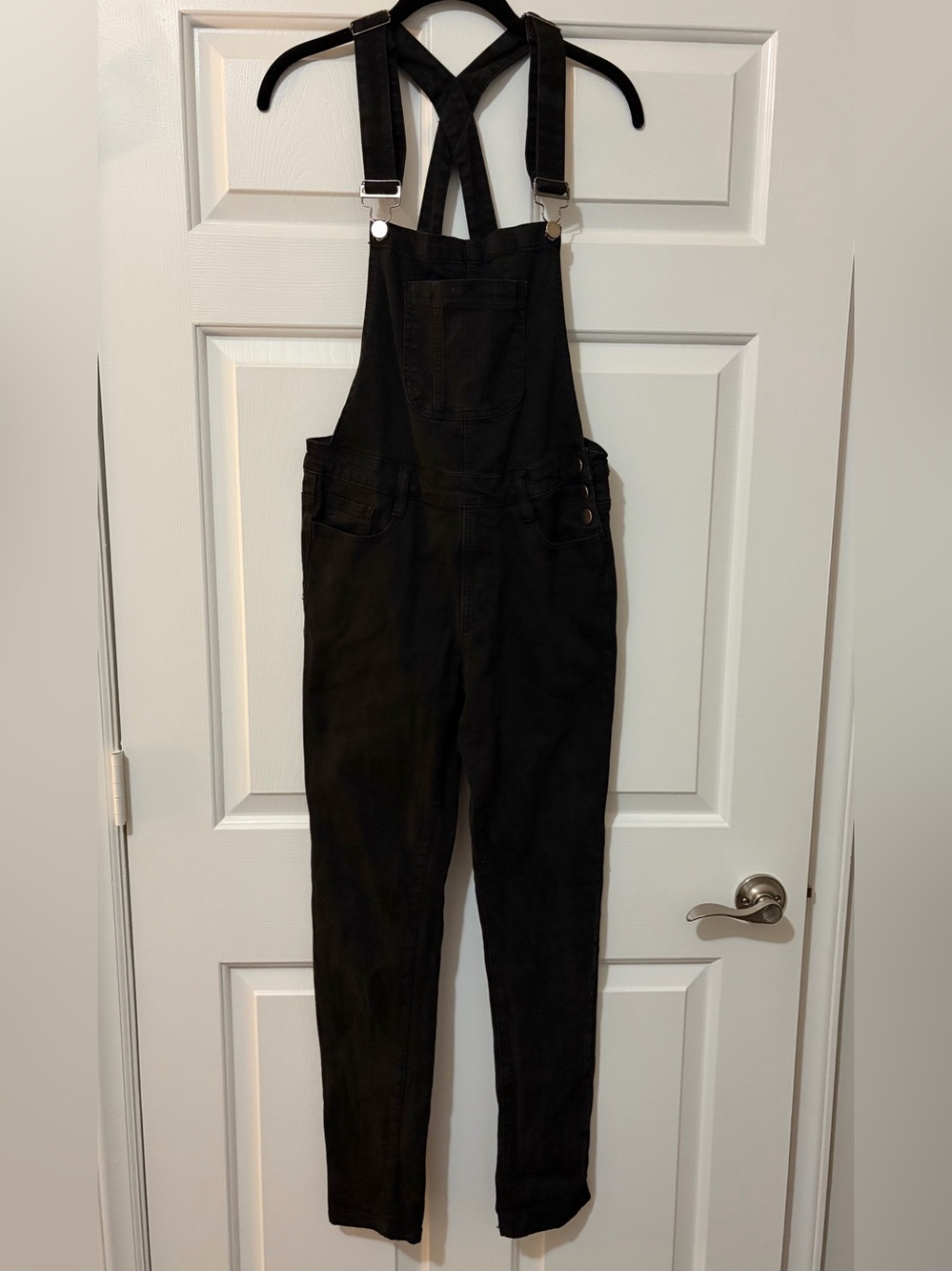 Harper Black Skinny Stretch Denim Overalls